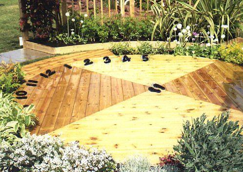 [ Human Sundial on decking, at 'Malvern' Garden Show ]