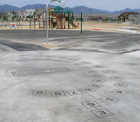 [ Human Sundial in concrete, at Arvada ]