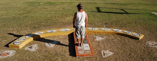 [ A mosaic 'Sunclock' layout at Cecil Plains, Queensland ]