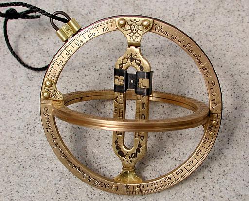 [ A brass 'portable' universal ring sundial ]