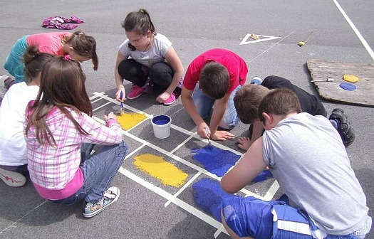 [ Painting a layout, at a school in Croatia ]